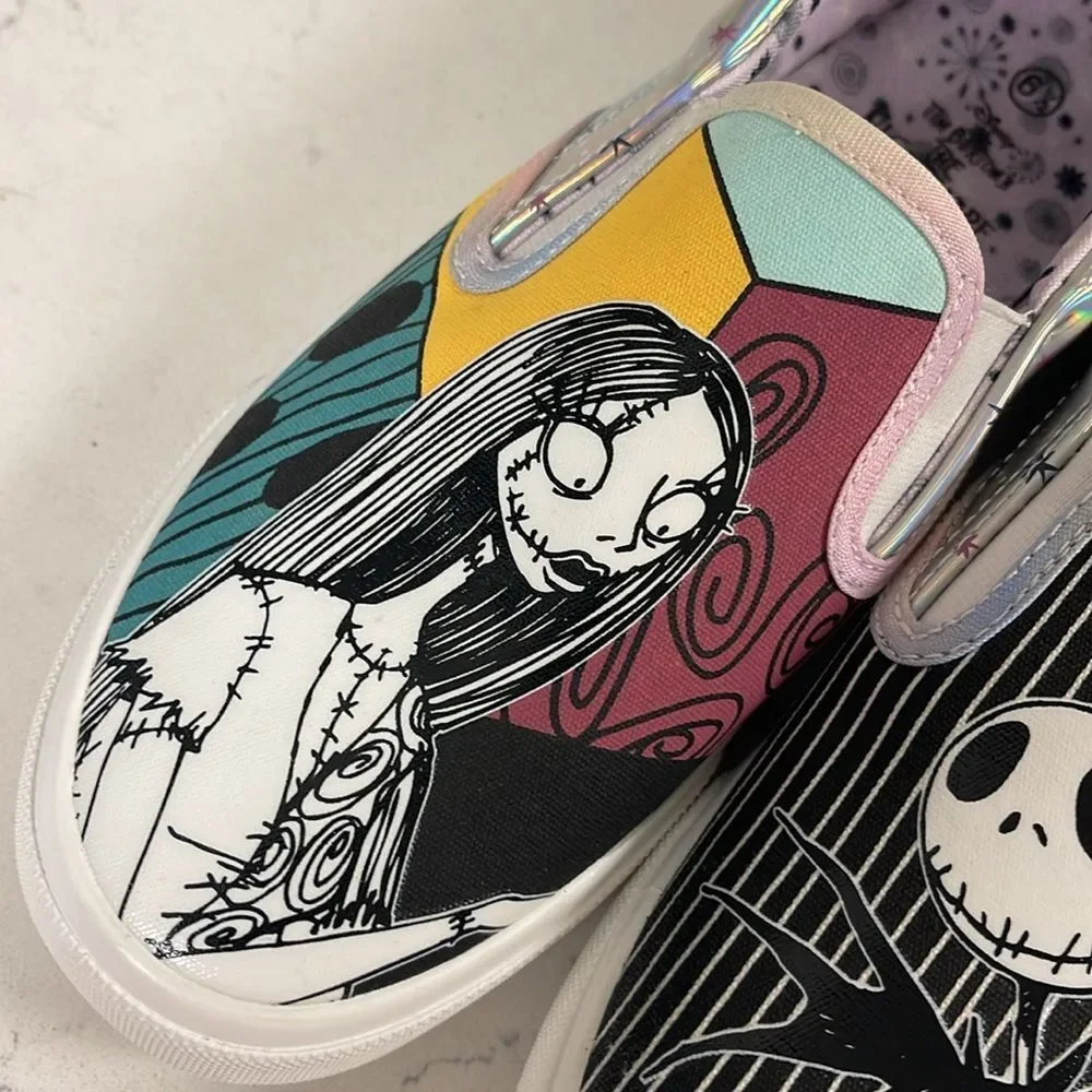 Disney Nightmare Before Christmas Low Top Slip-on Sneakers, Women’s Sizes 6 1/2”